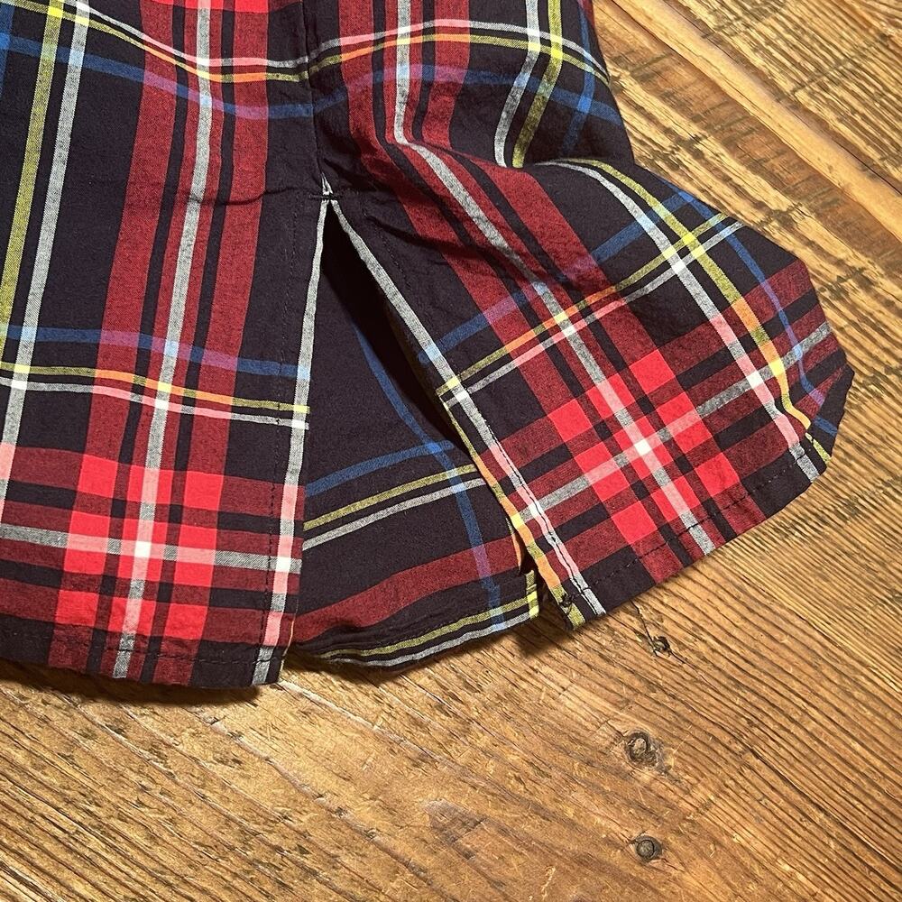 Talbots Velvet Trim Top Red Plaid Long Sleeve Split Neck Womens XL Christmas - Picture 10 of 12